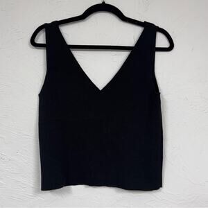 Moussy Black Knit V Neck Sleeveless Sweater Womens L Basic Capsule Wardrobe